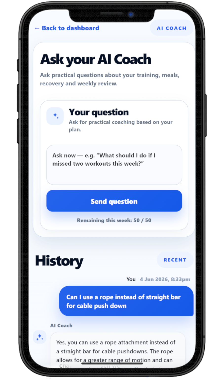 Ask your AI coach screenshot