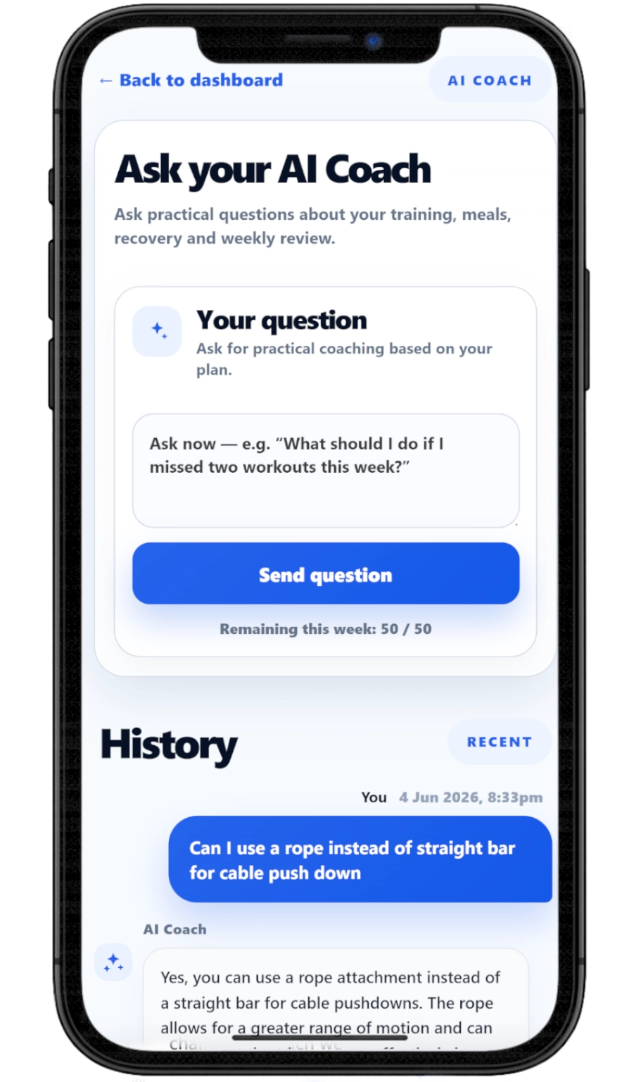 Ask your AI coach screenshot