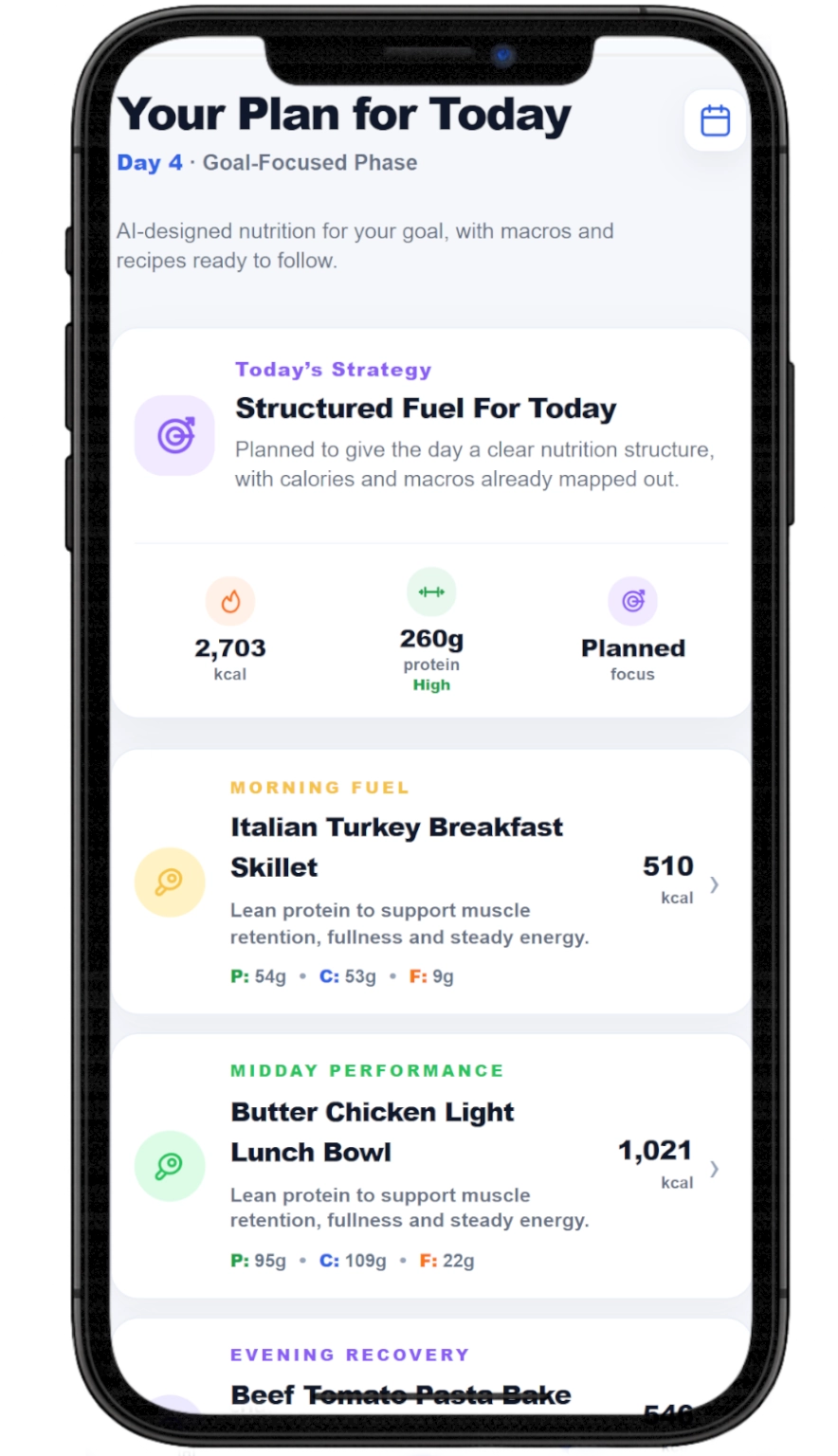 AI meal plan screenshot